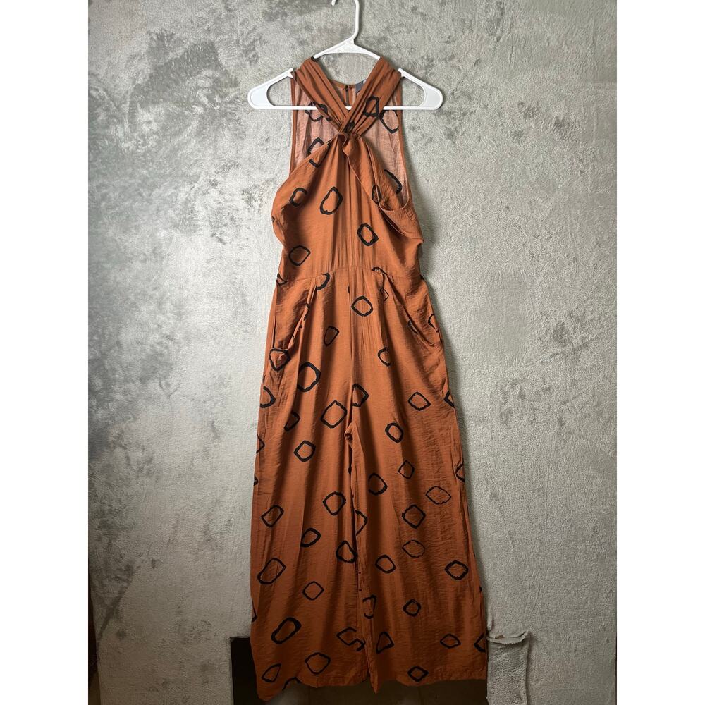 Eva Franco Faith Jumpsuit Rust Geometric Wide Leg Halter Boho 4